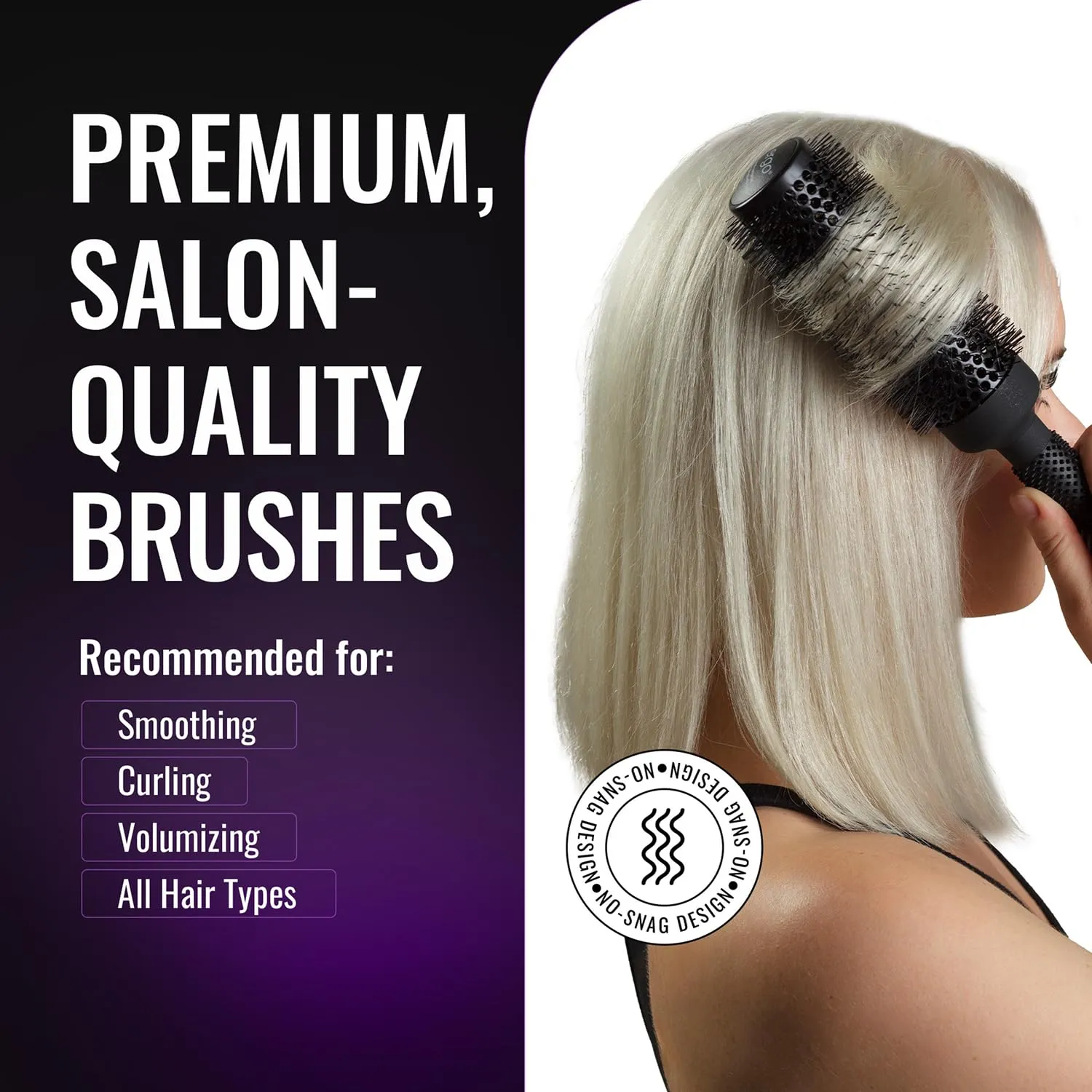 Ergo Ceramic Ionic Round Brush for Blow Out - Salon Quality Hair Brushes for Women - Roller Brush for Blow Drying, Wet and Dry Hair Styling, Volumizing Hair Care - ER53: 2"
