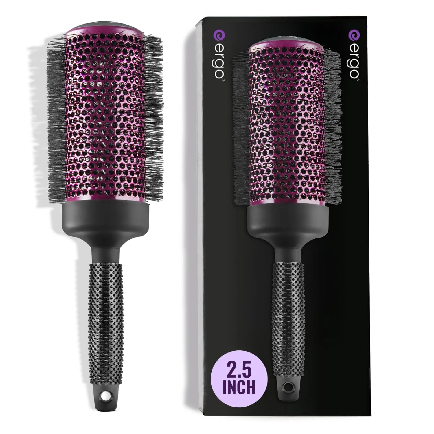 Ergo Super Gentle Round Brush for Blow Out - Salon Quality Hair Styling for Women - Roller for Wet and Dry Hair - Volumizing Care Blowout - ERG65: 2.5"