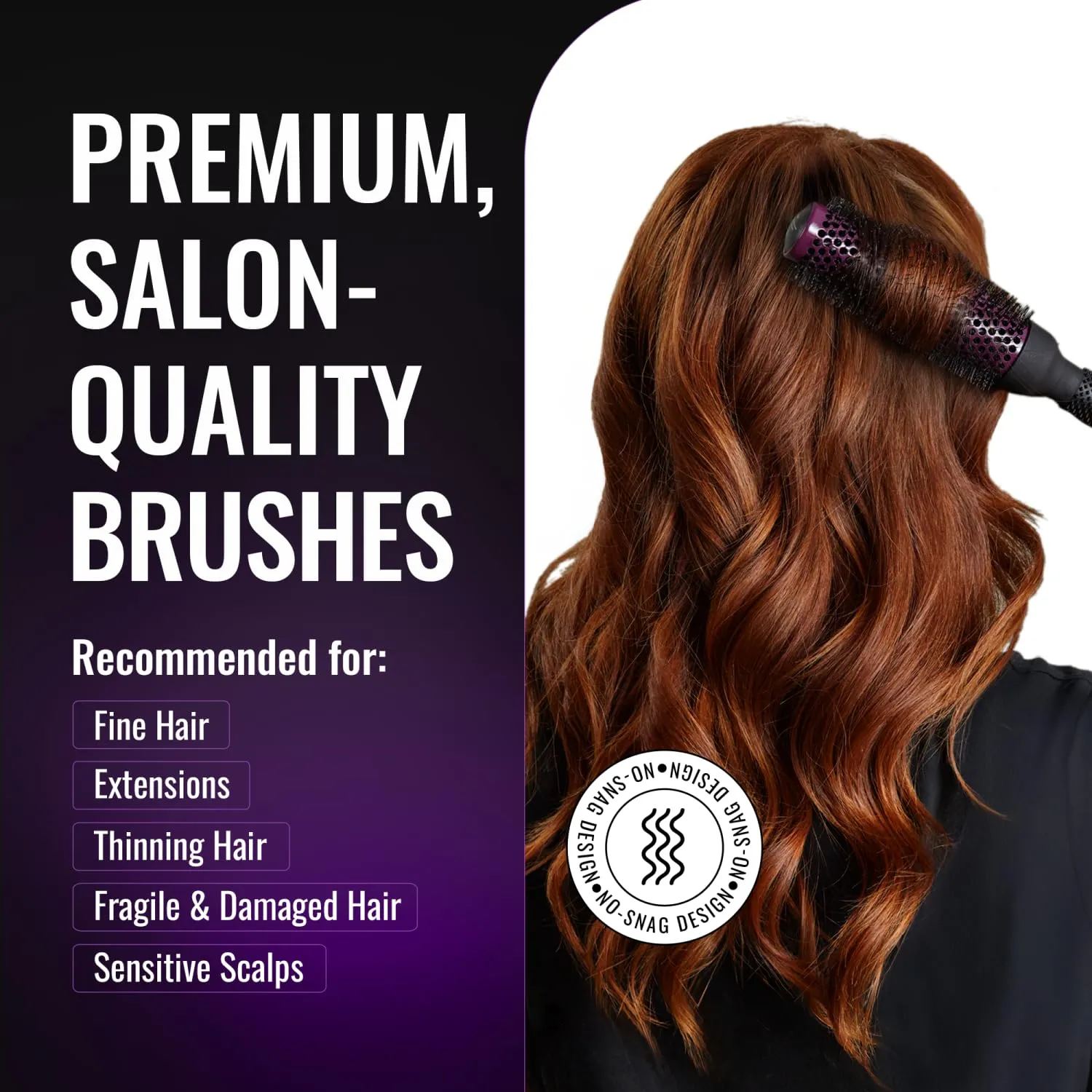 Ergo Super Gentle Round Brush for Blow Out - Salon Quality Hair Styling for Women - Roller for Wet and Dry Hair - Volumizing Care Blowout - ERG65: 2.5"