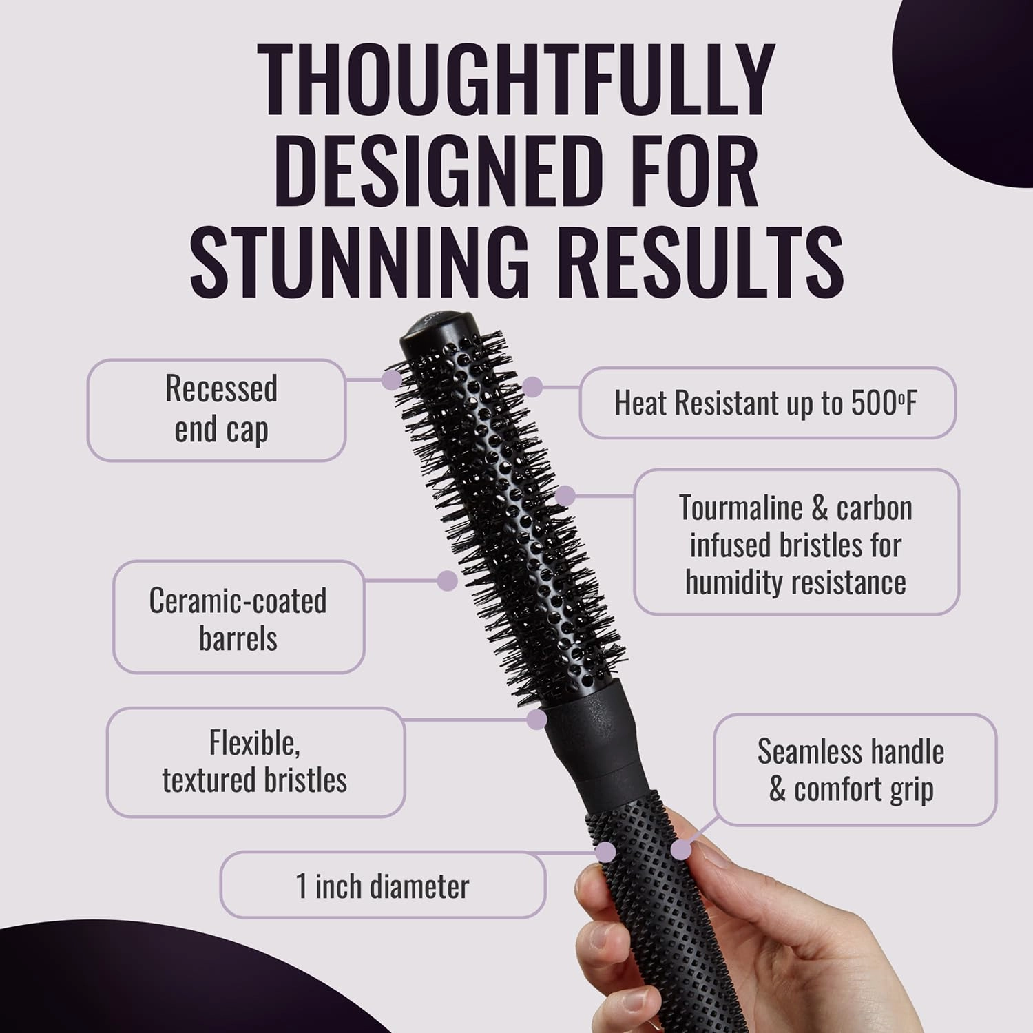 Ergo Ceramic Ionic Round Brush for Blow Out - Salon Quality Hair Brushes for Women - Roller Brush for Blow Drying, Wet and Dry Hair Styling, Volumizing Hair Care - ER25: 1"