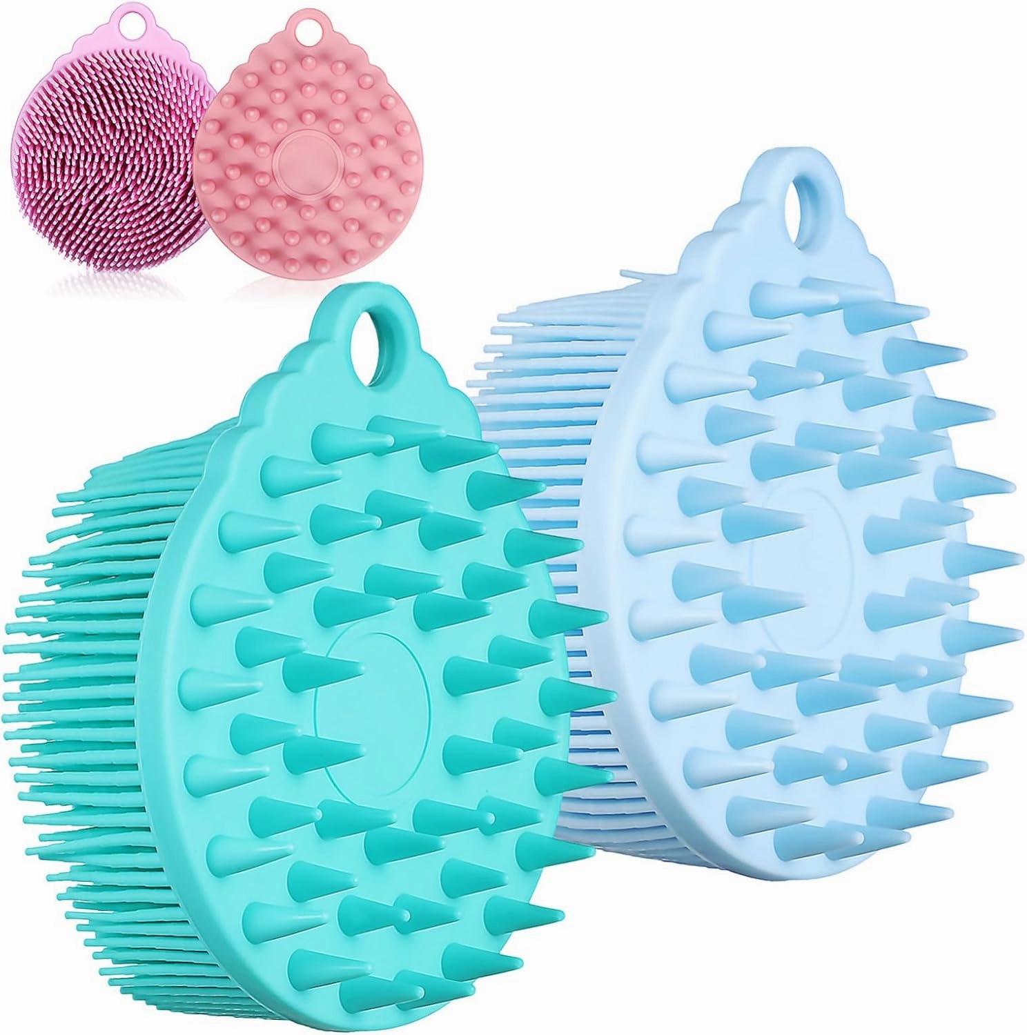 Ergonomic Palm Grip Bath Brush Set 4 Silicone Body Brushes Deep Cleansing Back Exfoliating Scrubber Soft Sturdy Unisex for Shower Bath