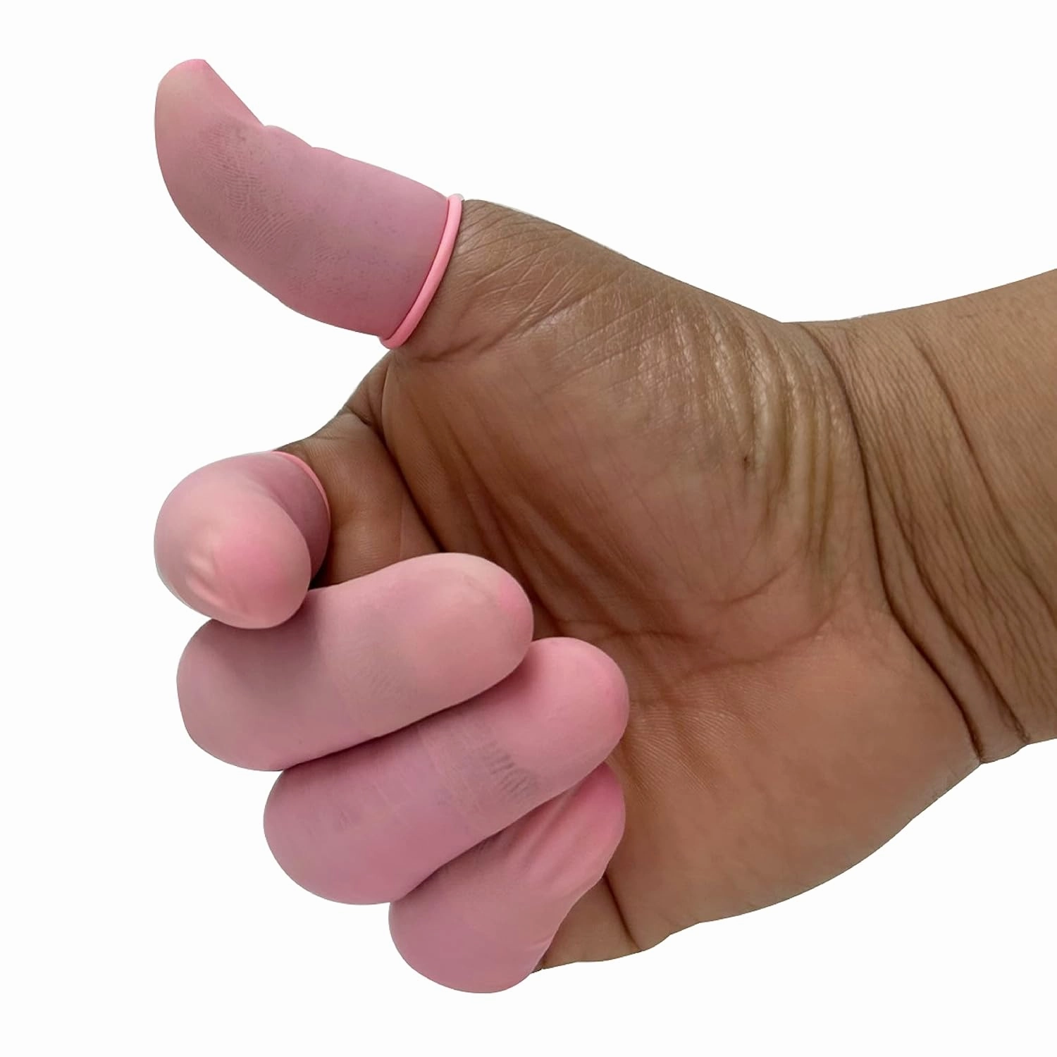 ESD Textured Finger Cots, 100% Natural Rubber Latex – Pink Color. Rolled, Textured Surface & Powder Free. 720 pcs/Bag. Size: X-Large