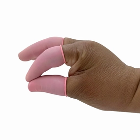 ESD Textured Finger Cots, 100% Natural Rubber Latex – Pink Color. Rolled, Textured Surface & Powder Free. 720 pcs/Bag. Size: X-Large