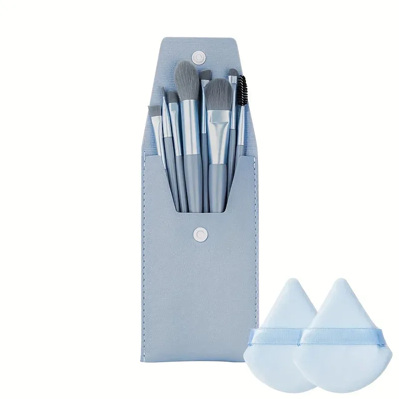 Essential 8 Makeup Brushes: Portable Beauty Tool Kit