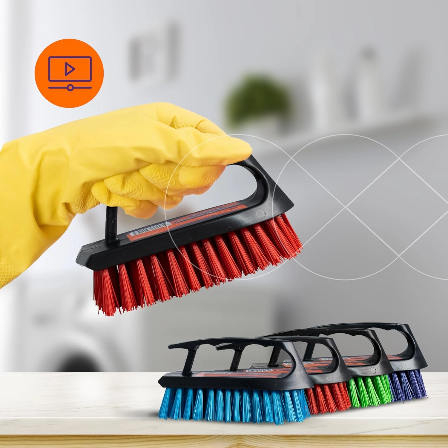 ETERNA Multipurpose Scrub Brush, Heavy Duty All Purpose Scrub Brush for Cleaning Bathroom, Shower, Decks, Floor, Tile, Grout and Concrete (12 Unit Included)