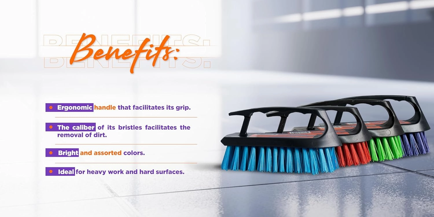 ETERNA Multipurpose Scrub Brush, Heavy Duty All Purpose Scrub Brush for Cleaning Bathroom, Shower, Decks, Floor, Tile, Grout and Concrete (12 Unit Included)