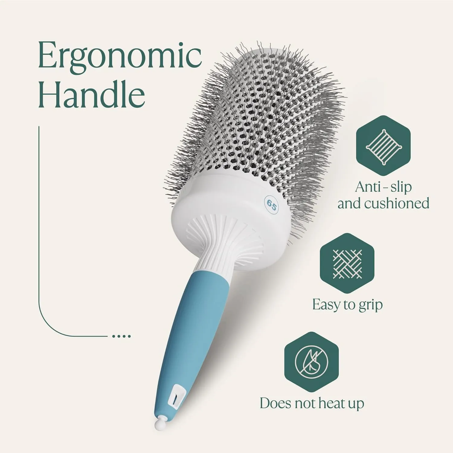 Extra Large Round Hair Brush - Ceramic Round Brush for Precise Styling and Perfect Blowout - Ionic Barrel Brush Lightweight Round Brushes for Blow Drying - Blow Dry Hair Brush(65mm)(not electrical)