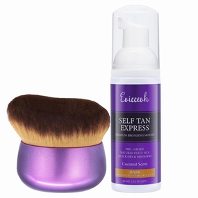 Extra Large Body Makeup Brush, Self Tanner Mousse Mini Kit, Travel-Sized Bronzing Mousse & Tanning Applicator Brush, Vegan-Friendly, Even & Natural Self Tan, Kabuki Brush for a Flawless Finish- 2 Oz