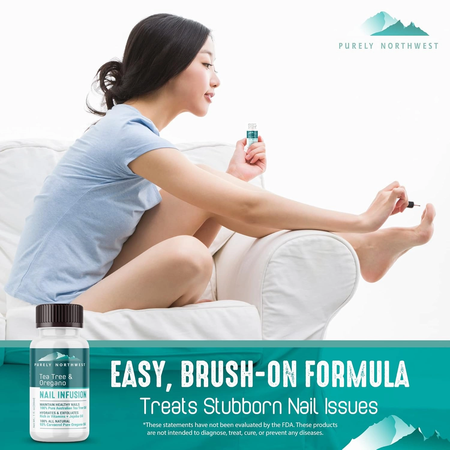 Extra Strength-Toenail Solution-100% All Natural-Tea Tree & Oregano-Effective for Thick, Discolored & Cracked Nails-Softens Dry Cracked Nails & Cuticles-by Purely Northwest 1oz