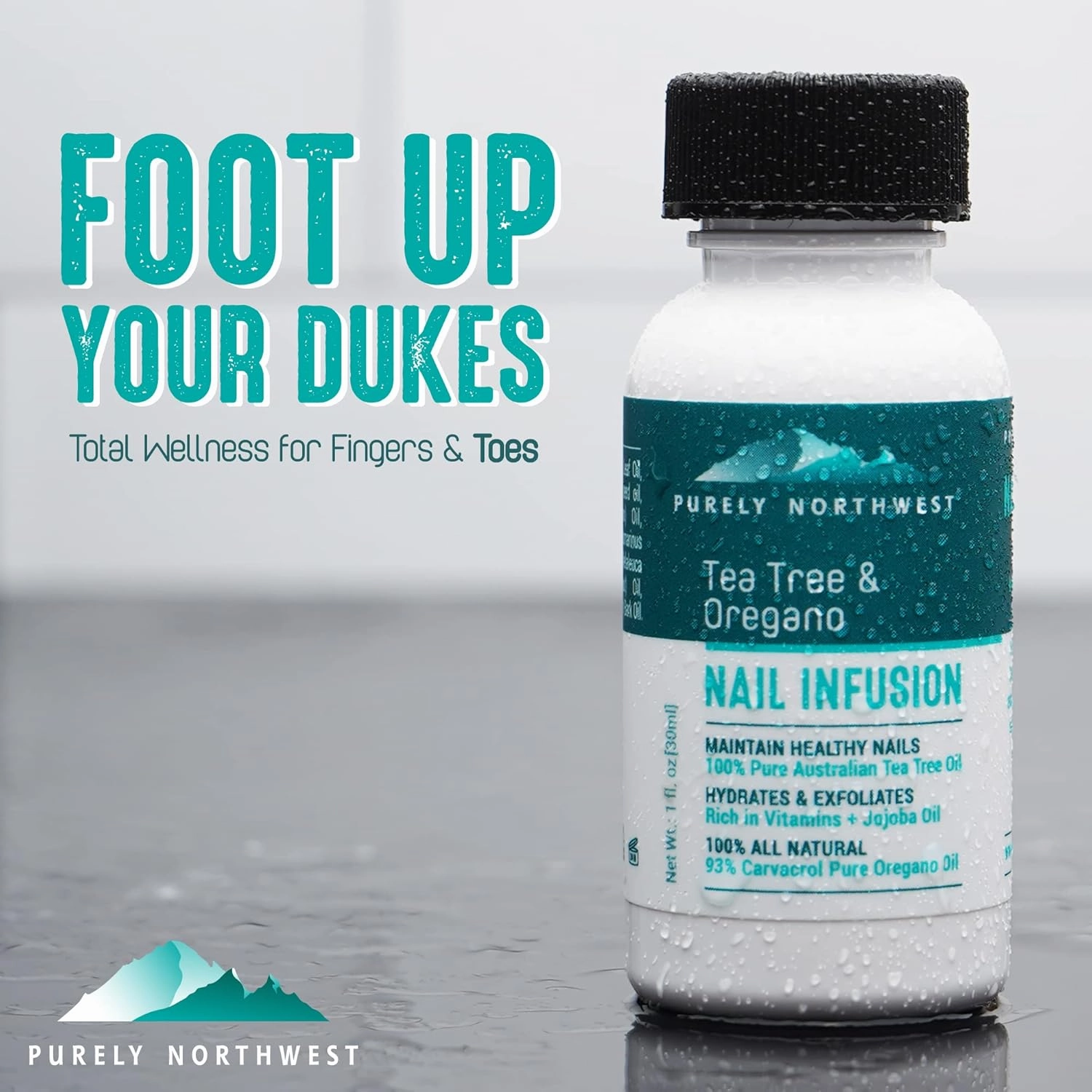 Extra Strength-Toenail Solution-100% All Natural-Tea Tree & Oregano-Effective for Thick, Discolored & Cracked Nails-Softens Dry Cracked Nails & Cuticles-by Purely Northwest 1oz
