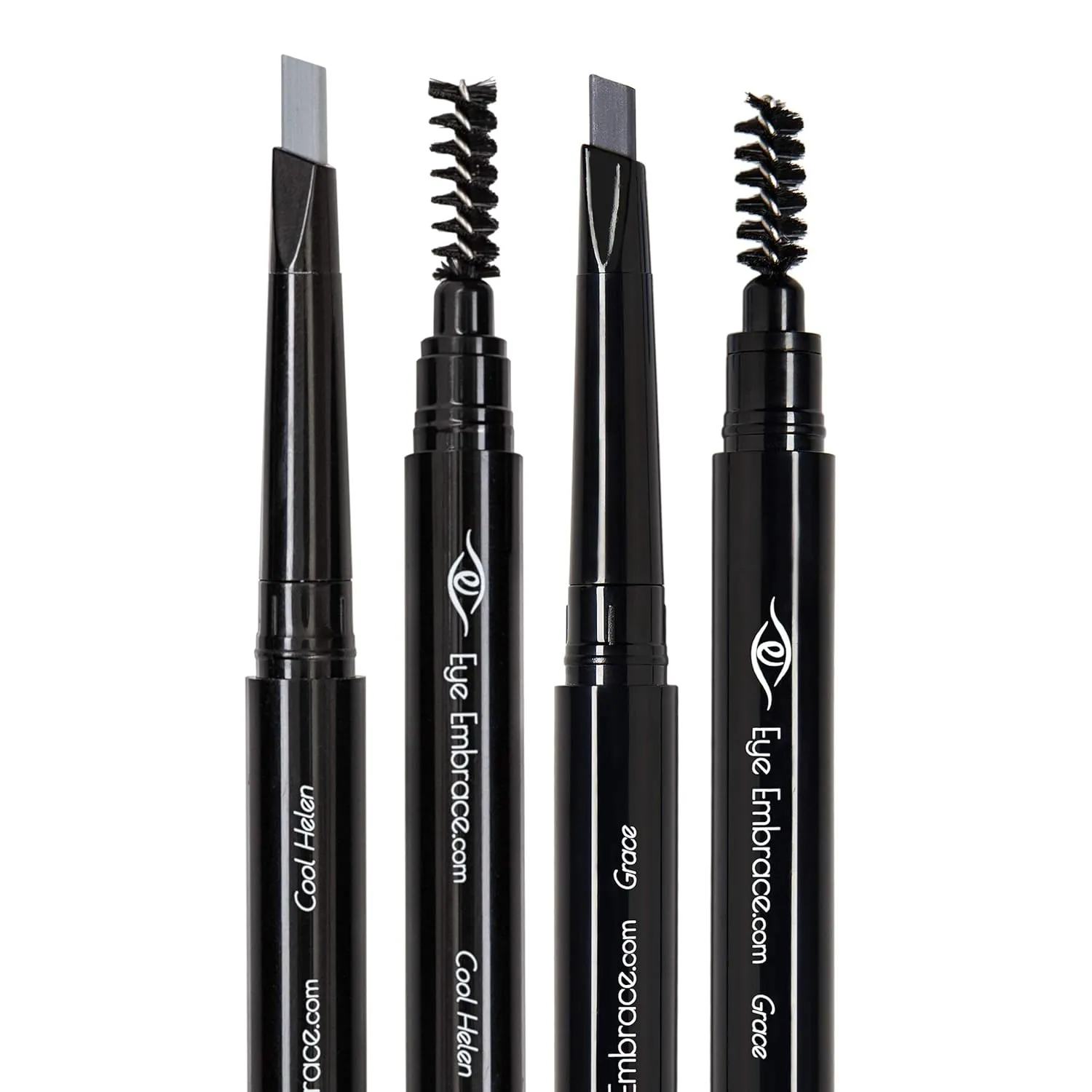 Eye Embrace Cool Gray Eyebrow Pencils: Cool Helen & Grace 2 Pack Bundle - Waterproof, Double-Ended Automatic Angled Tip & Spoolie Brush, Cruelty-Free