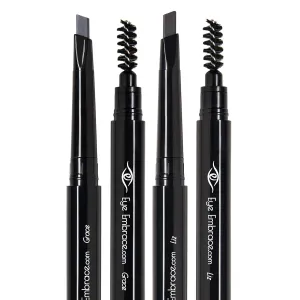 Eye Embrace Medium Gray Eyebrow Pencils: Liz & Grace 2 Pack Bundle - Waterproof, Double-Ended Automatic Angled Tip & Spoolie Brush, Cruelty-Free