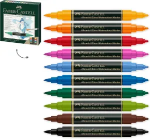 Faber-Castell Albrecht Durer Watercolor Markers - 10 Colors, Watercolor Brush Markers for Artists