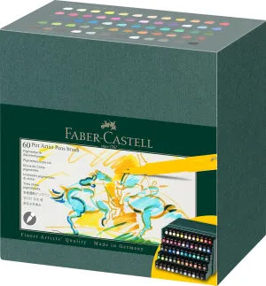 Faber-Castell Art & Graphic Pitt Artist Pen Brush India Ink Pen, Multicoloured, Studio Box Of 60, For Art, Craft, Drawing, Sketching, Home, School, University, Colouring