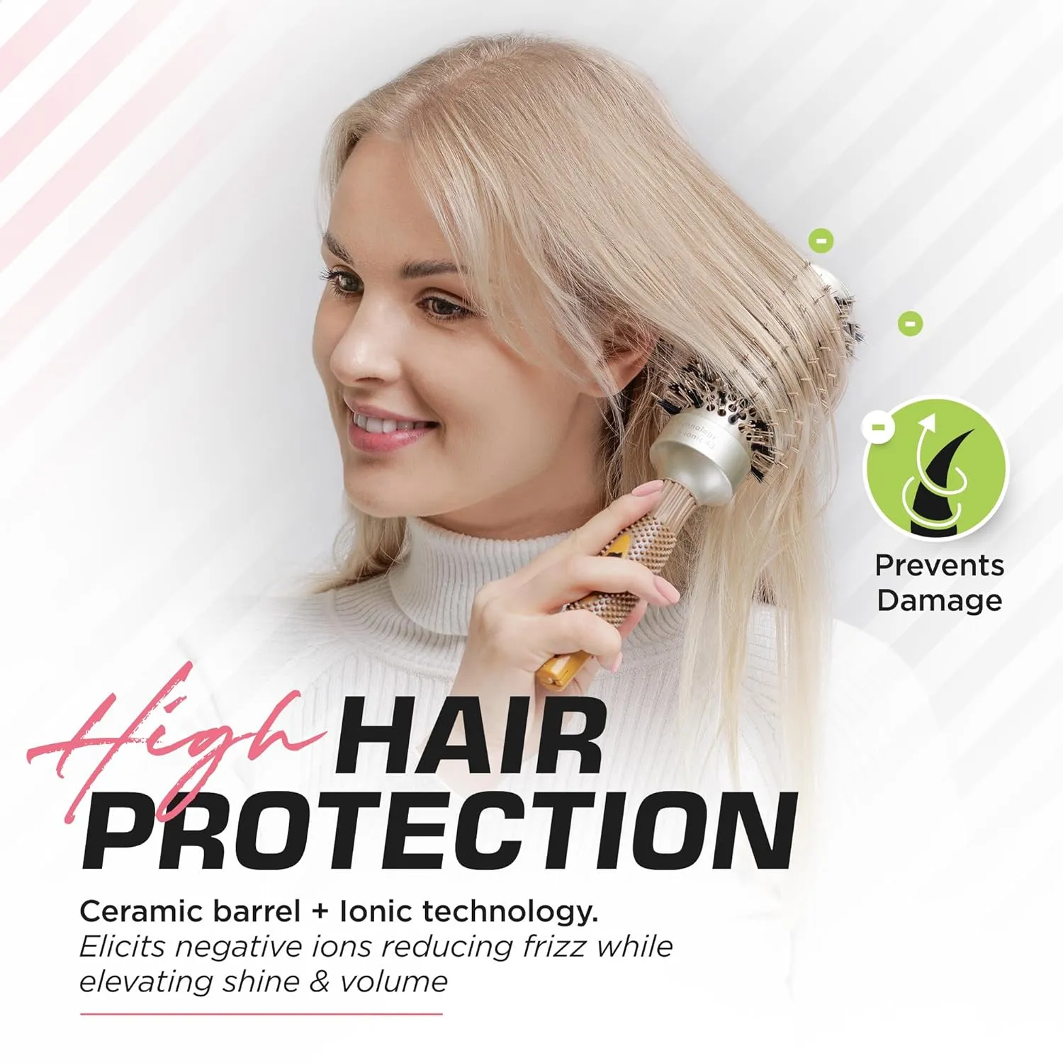 Fagaci Professional Round Brush with Natural Boar Bristle for Blow Drying, Nano Technology Ceramic   Ionic for Voluminous Healthy Hair Styling | Includes 4 Styling Clips