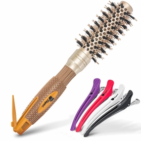 Fagaci Small Round Brush with Natural Boar Bristle for Blow Drying, Hair Styling, and Volume | Nano Technology Ceramic   Ionic for Healthy Hair