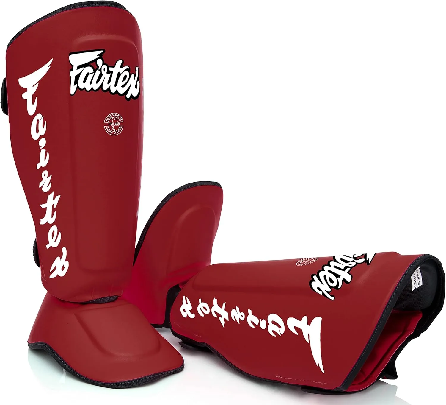 Fairtex SP7 Muay Thai Shin Guards for Men, Women, Kids | Shin Guards Made with Syntek Leather & are Premium, Lightweight & Durable | Detachable shin & Foot Protector