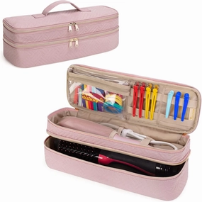 Fasrom Double Layer Travel Case Compatible with REVLON One Step Blow Hair Dryer Brush Volumizer Original 1.0, Plus 2.0 and Styler, Pink (Bag Only, Patent Design)