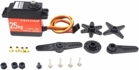 FEICHAO 25KG Digital Servo 120° / 180° / 270° / 360° Robot Arm Large Torque Metal Shell Servo Waterproof for RC Model Car/Multi-Rotor Aircraft/Helicopter/Robot/RC Toy (180°)