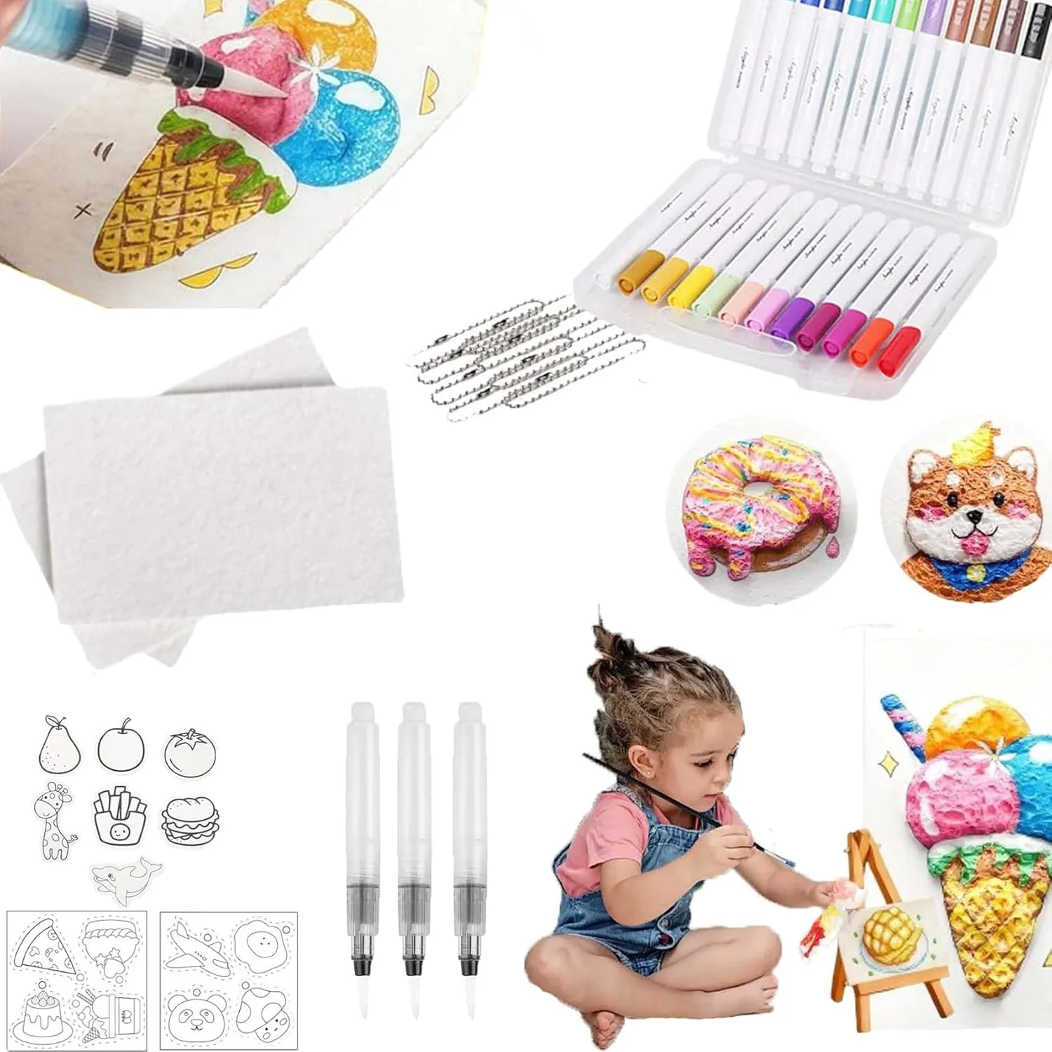 Fhibnd Magic Puffy Paint, 3D Drawing Magic Canvas Sponge, Puffy Popcorn Drawing Texture Painting Kit, DIY B,MagicFoam Texture Painting Kit,DIY BubbleDrawing Pens Art Supplies10pcs (A)
