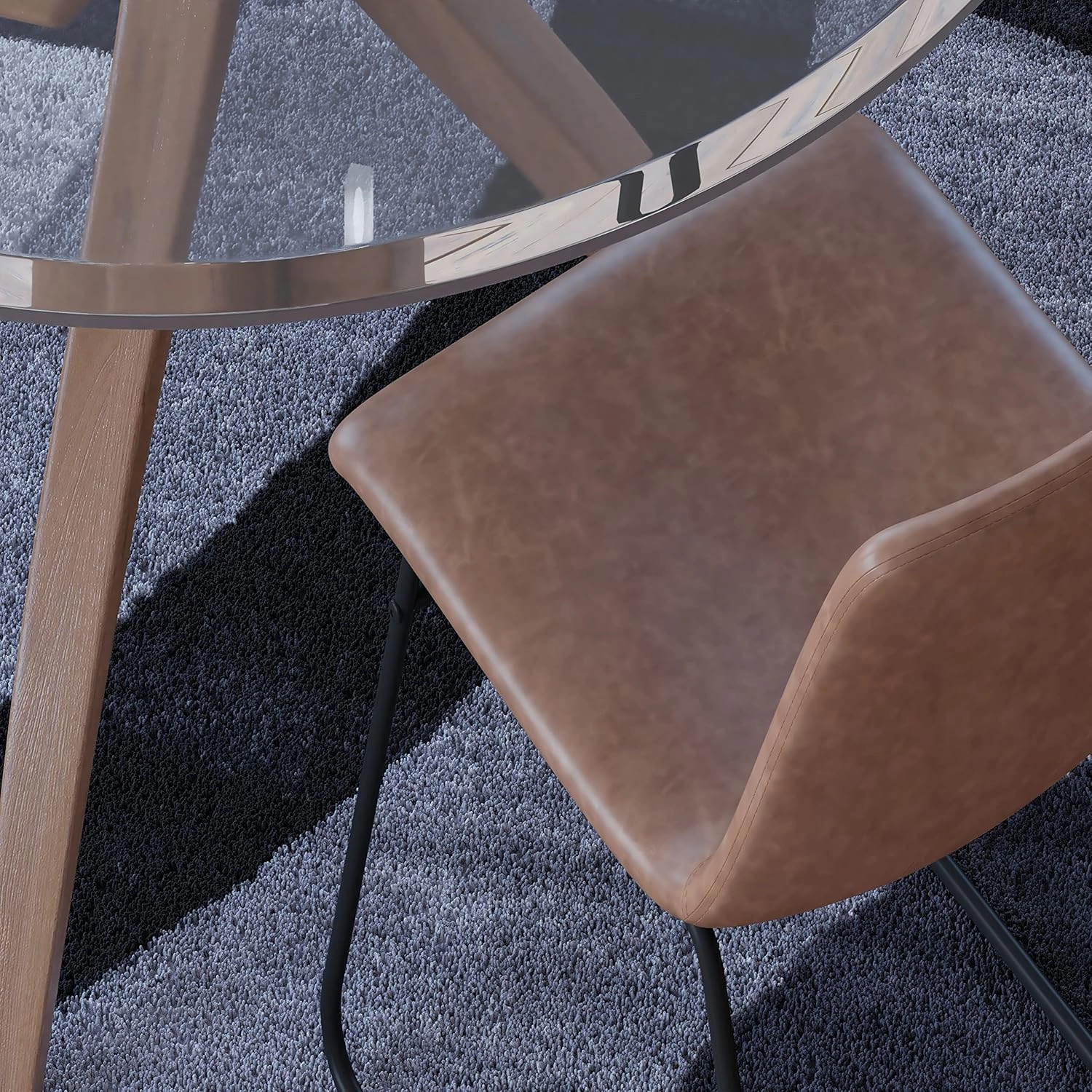 Flash Furniture Harken Collection 8' x 8' Round Geometric Area Rug - Black and Gray Olefin Facing - Jute Backing - Living Room or Bedroom