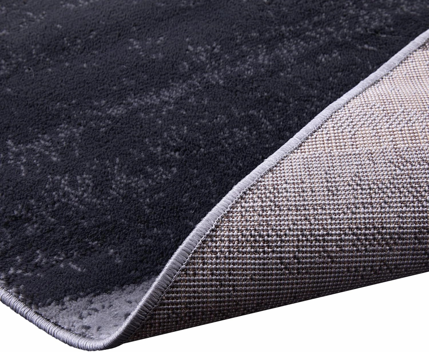 Flash Furniture Harken Collection 8' x 8' Round Geometric Area Rug - Black and Gray Olefin Facing - Jute Backing - Living Room or Bedroom