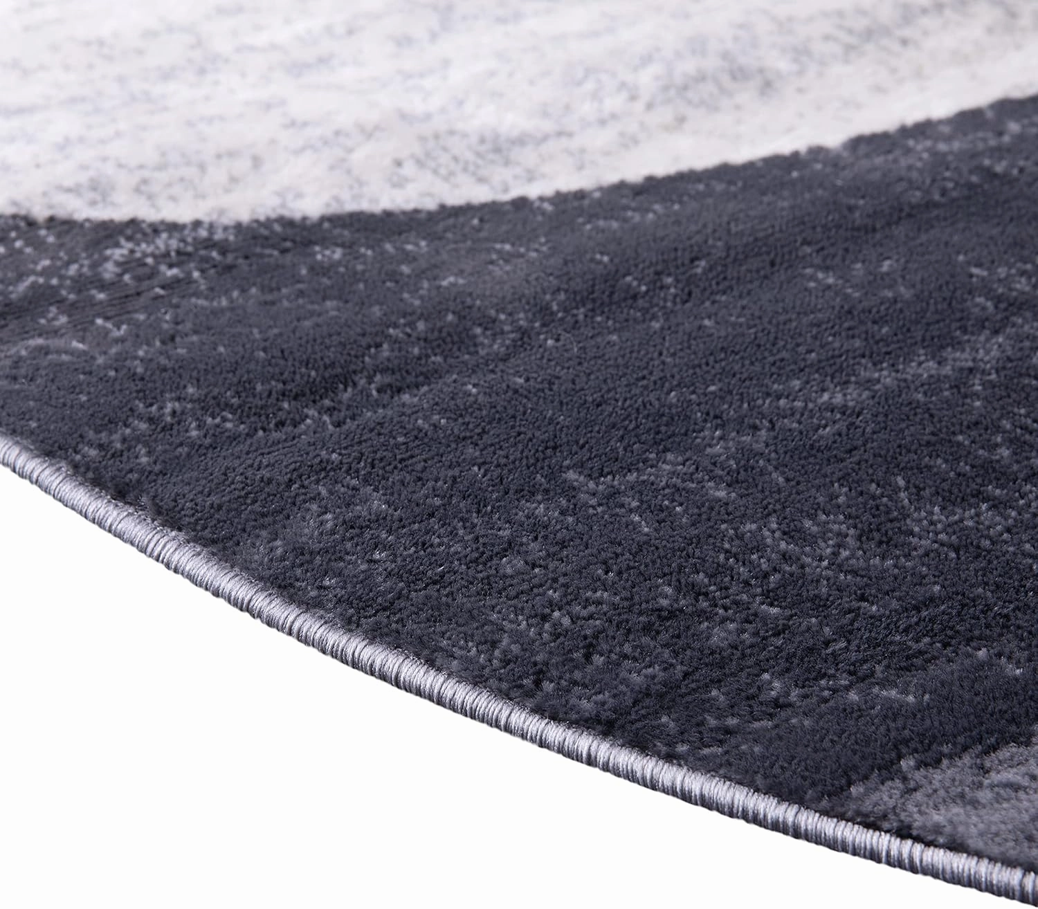 Flash Furniture Harken Collection 8' x 8' Round Geometric Area Rug - Black and Gray Olefin Facing - Jute Backing - Living Room or Bedroom