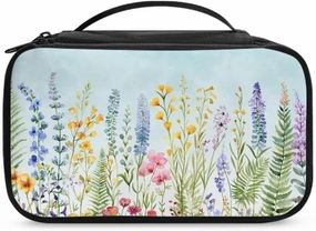 Floral Flowers Cosmetic Bag for Women Makeup Organizer Zipper Travel Toiletry Pouch for Cosmetics,Brushes,Toiletry,Skin Care Products