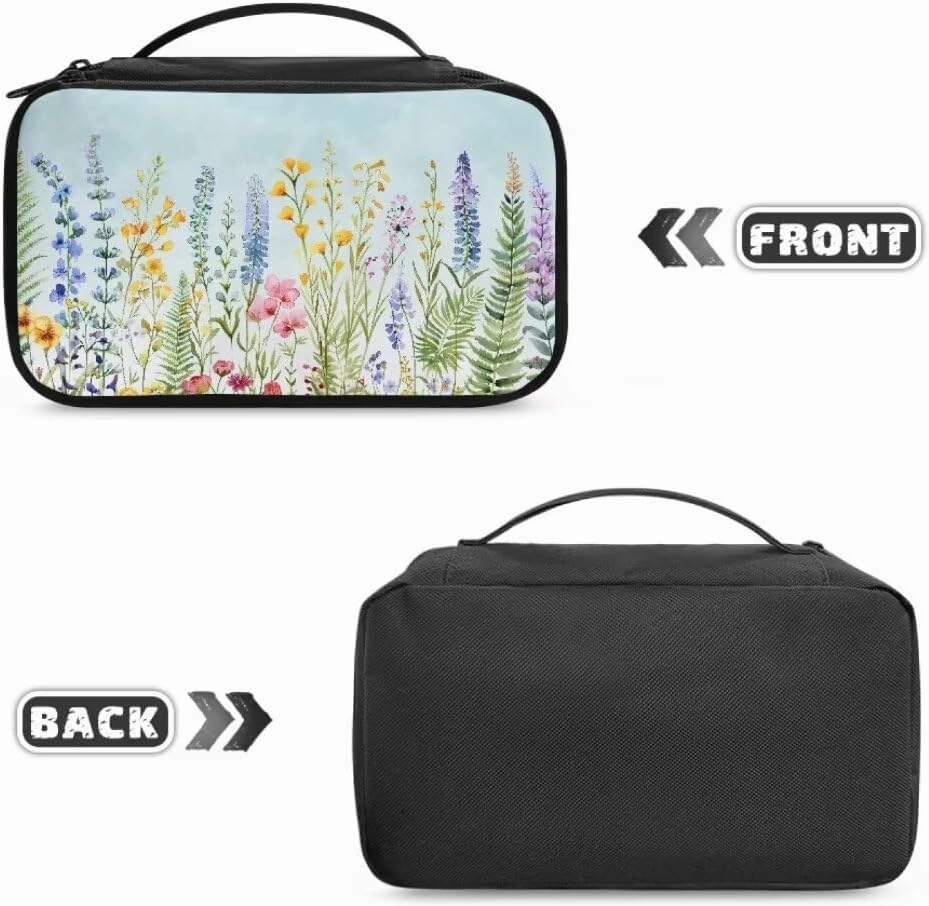 Floral Flowers Cosmetic Bag for Women Makeup Organizer Zipper Travel Toiletry Pouch for Cosmetics,Brushes,Toiletry,Skin Care Products