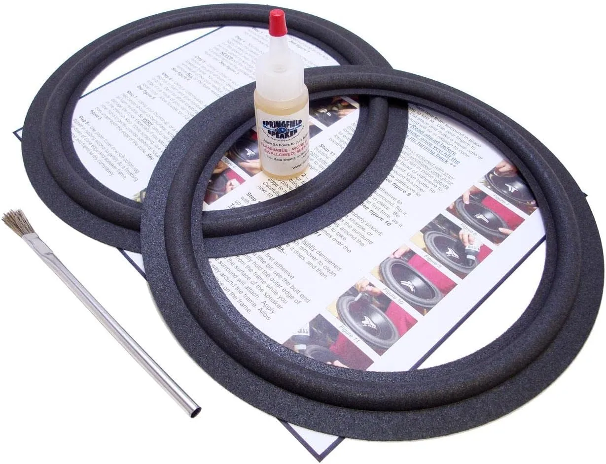 Foam Surround Edge Repair Kit - 2 Speaker Kit - 10 Inch - Compatible with Altec Lansing Model 4, Model 6, 24378, 611, 1010, 891a, 891b, 891v, 9813, Design 10, Design 20, Many More