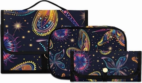Foldable Hanging Travel Toiletry Organizer Set 3-Piece with Cosmetic Bag & Brush Holder - Dragonfly (9)