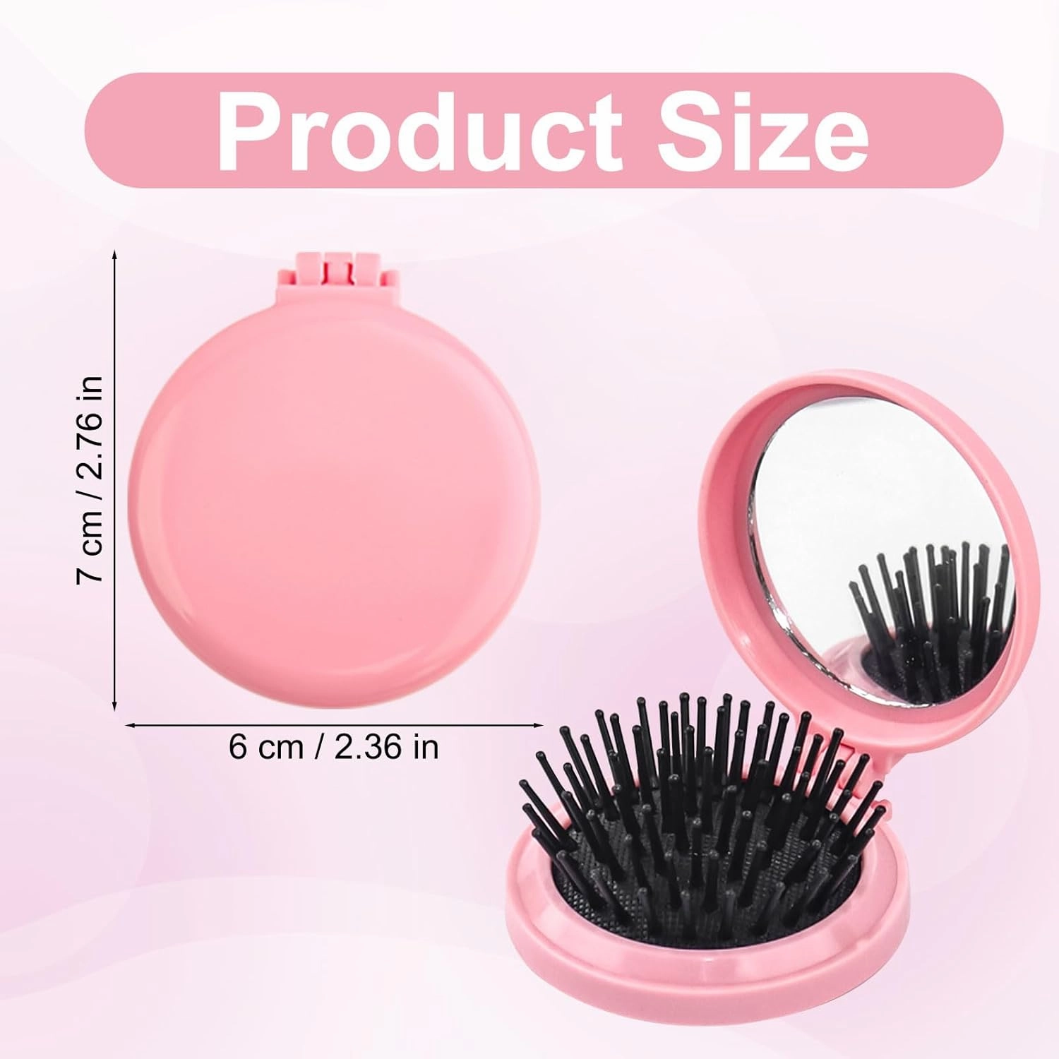 Foldable Travel Hair Brush with Mirror - 30 Pack Portable Round Pocket Comb, Compact Folding Design & Massage Bristles for Men Women (Multicolor)