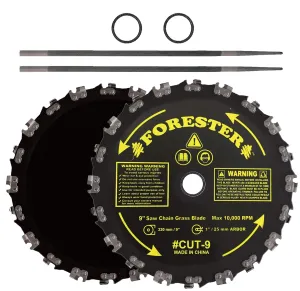 Forester Chainsaw Tooth 9" Brush Blade with 3/16" Round File 2 Piece Bundle, 2-Pack (2 Blades, 2 Fil