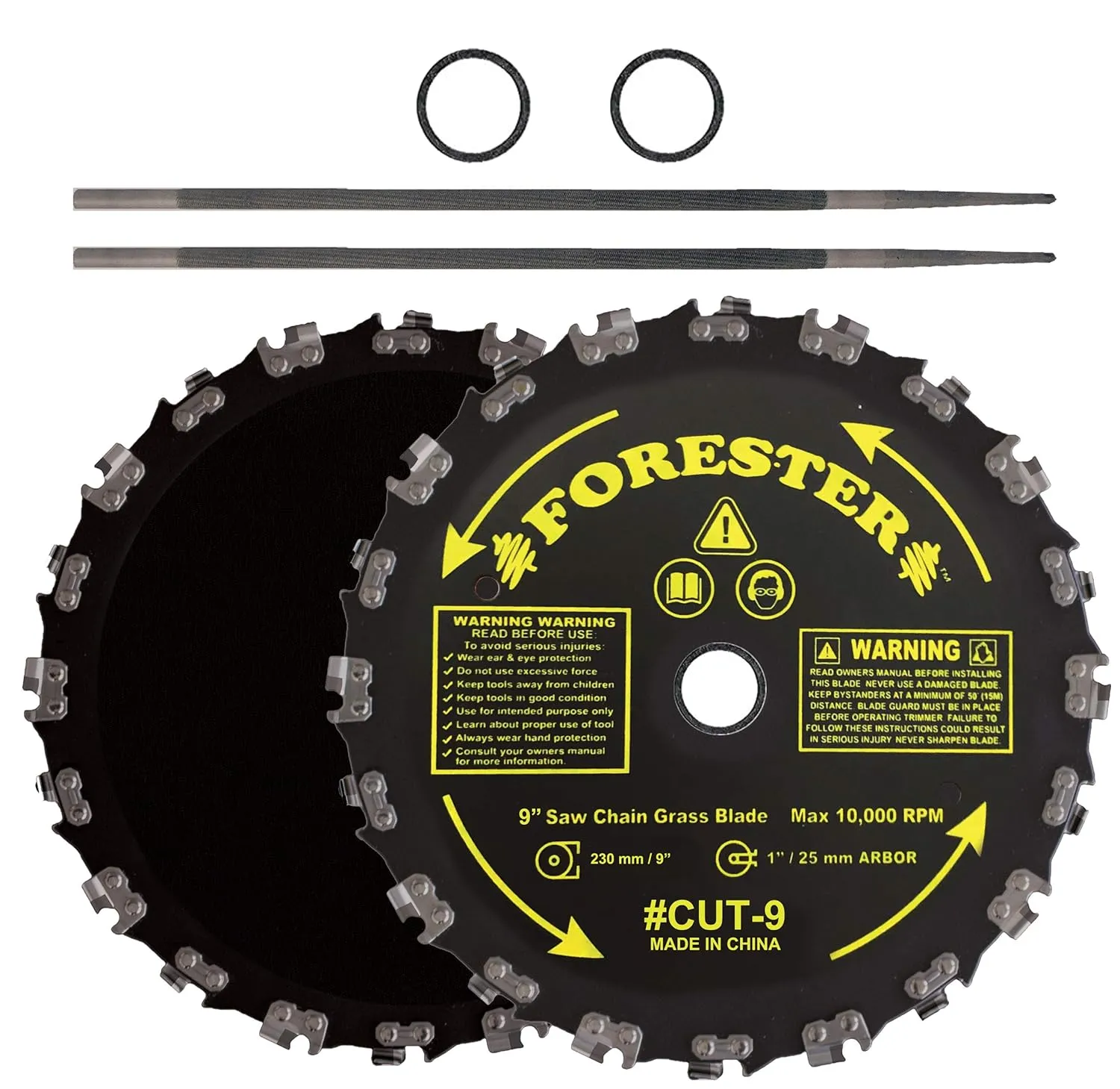 Forester Chainsaw Tooth 9" Brush Blade with 3/16" Round File 2 Piece Bundle, 2-Pack (2 Blades, 2 Fil