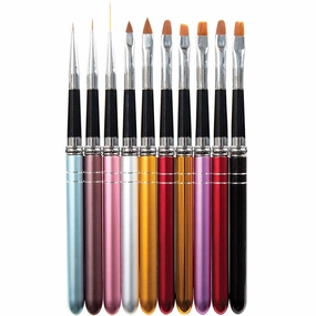 ForPro Professional Collection Nail Techs Choice 10-Piece Nail Art Brush Set, Includes Two Oval, Two Tapered, Three Flat and Three Stripping Brushes for Any Nail Art Design, 6” L Each