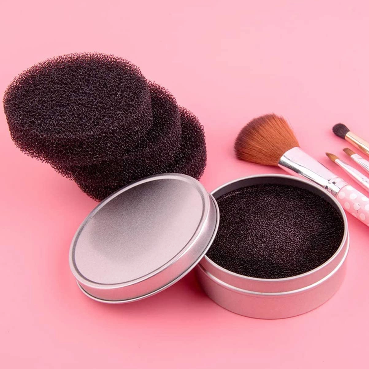 FRCOLOR 8sets Makeup Brush Cleaning Tool Efficient Color Removal Sponge for Quick Cleansing Makeup Supply Box for Busy Women Reusable Brush Cleaner