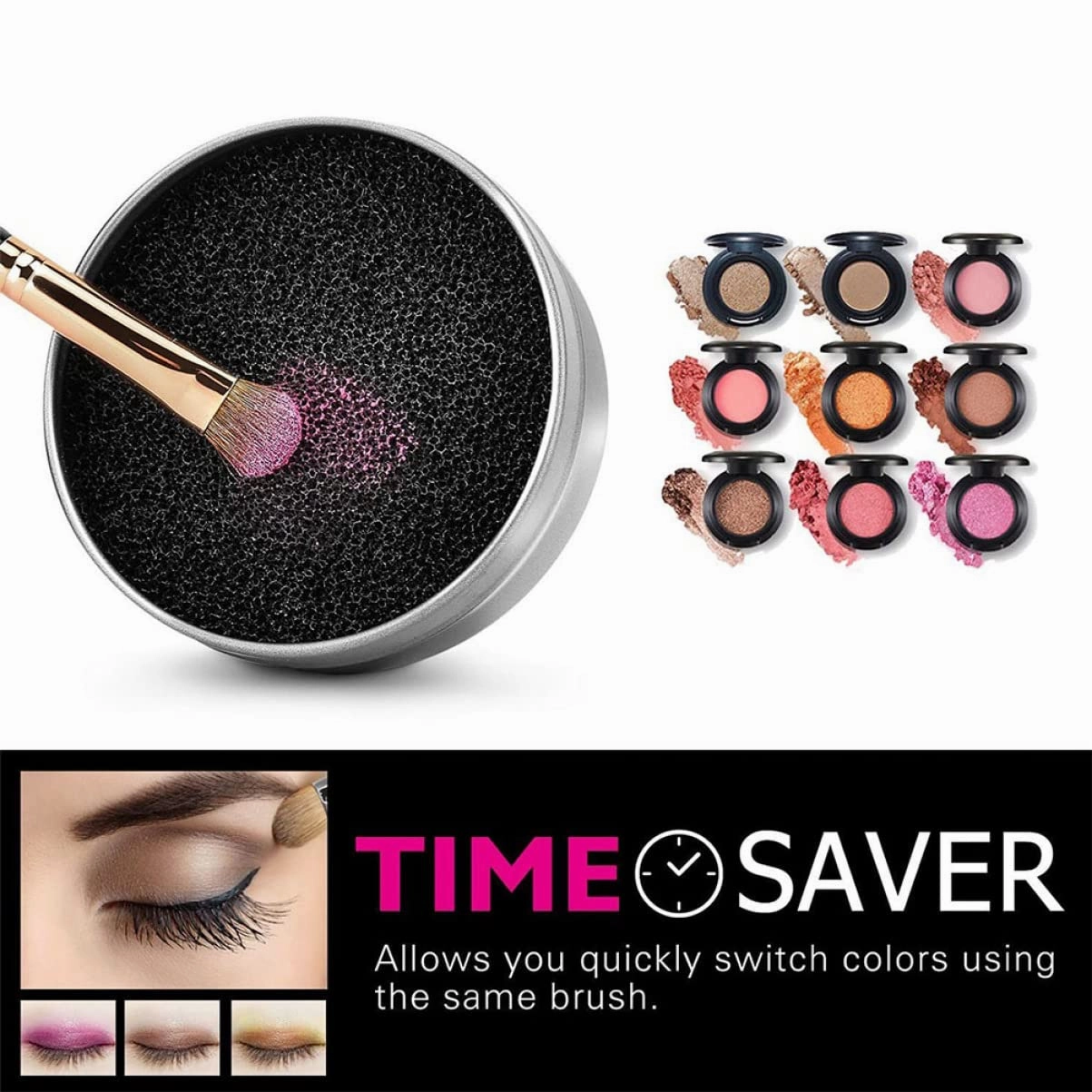 FRCOLOR 8sets Makeup Brush Cleaning Tool Efficient Color Removal Sponge for Quick Cleansing Makeup Supply Box for Busy Women Reusable Brush Cleaner