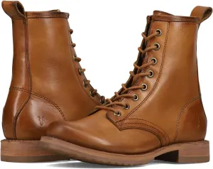Frye Veronica Women’s Combat Boots Crafted from Hand-Burnished Vintage Italian Leather with Genuine Stitch-Down Welt Construction and Leather Lining – 6 ¾” Shaft Height