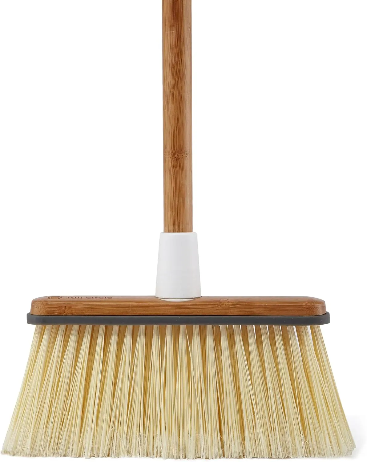 Full Circle Clean Sweep -Bamboo Broom -Angled for Precision in Tight Spaces, with Stiff Flagged Bristles for Indoor & Outdoor Cleaning -Ideal for Pet Hair, Kitchen, Hardwood, & Garage, White