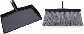 Fuller Brush Deep Reach Black Slender Broom Head with Dustpan Set – 11” Sweeping Path - Gathers Large Debris & Fine Particles – For Quick and Easy Cleanup
