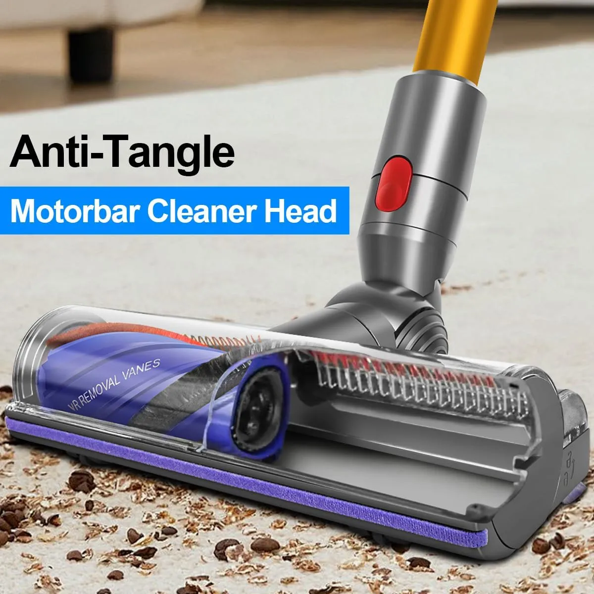 FUNTECK Anti Tangle Motorized Cleaner Head for Dyson V8 V10 V11 V15 Cordless Vacuums, Direct Drive Vacuum Head Ideal for Carpets and Hardwood Floor