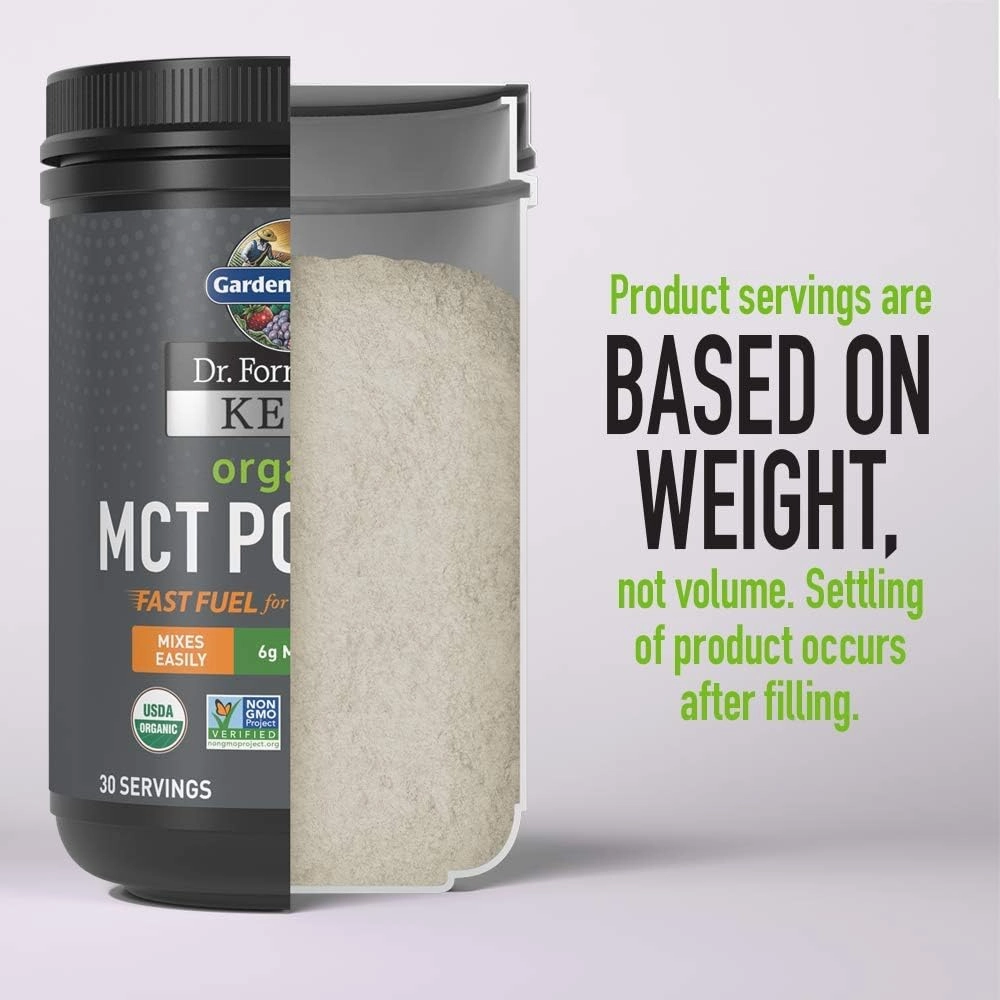Garden of Life Dr. Formulated Keto Organic MCT Powder - 30 Servings, 6g MCTs from Coconuts Plus Prebiotic Fiber & Probiotics, Certified Organic, Non-GMO, Vegan, Gluten Free, Ketogenic