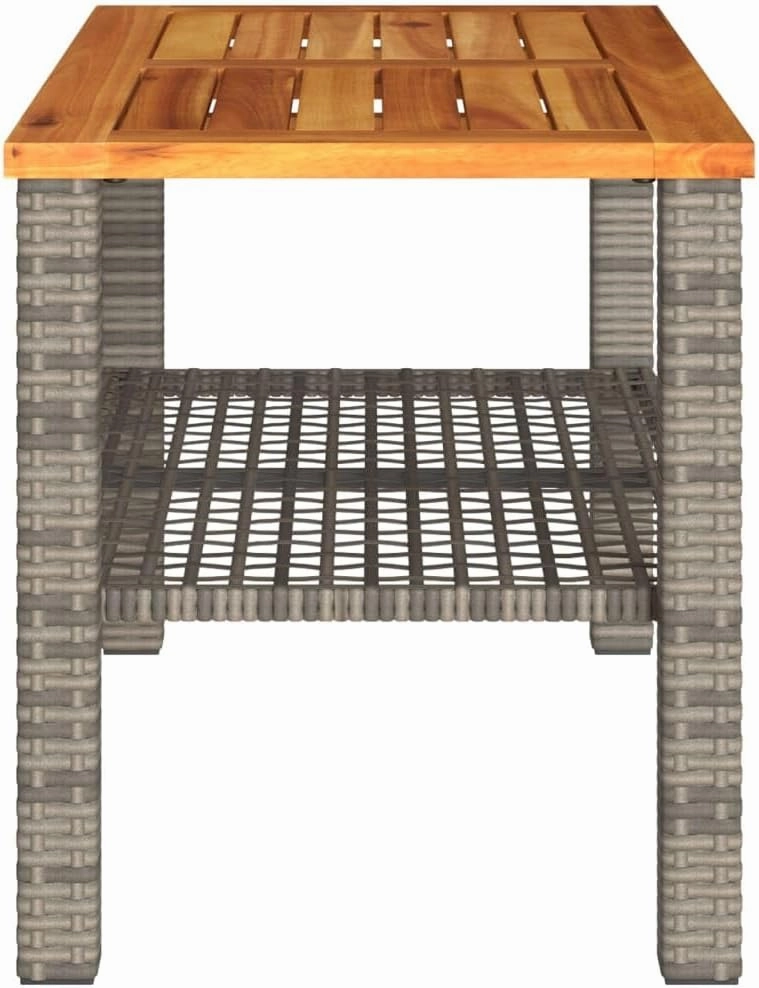 Garden Table Grey PE Rattan Durable, Outdoor Furniture for Camping, Dining, Living and Coffee Tables
