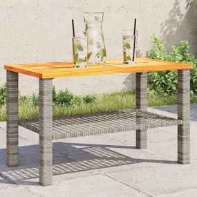 Garden Table Grey PE Rattan Durable, Outdoor Furniture for Camping, Dining, Living and Coffee Tables