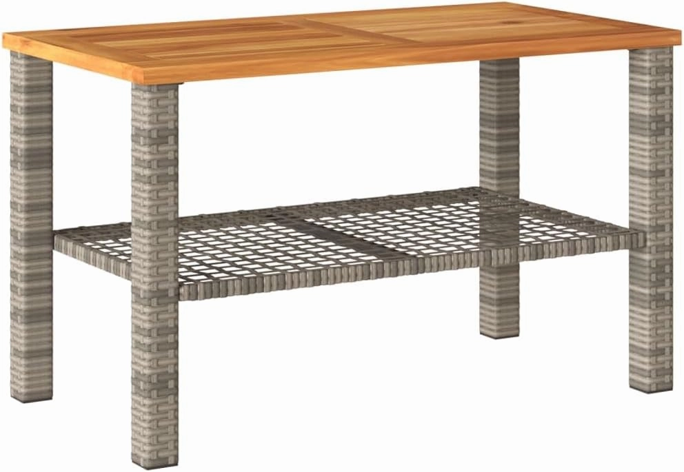 Garden Table Grey PE Rattan Durable, Outdoor Furniture for Camping, Dining, Living and Coffee Tables