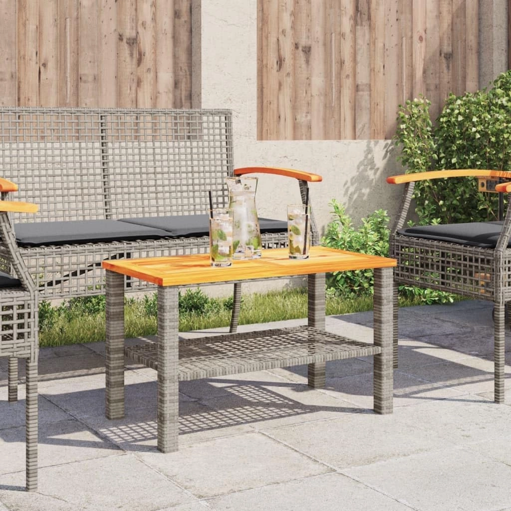 Garden Table Grey PE Rattan Durable, Outdoor Furniture for Camping, Dining, Living and Coffee Tables