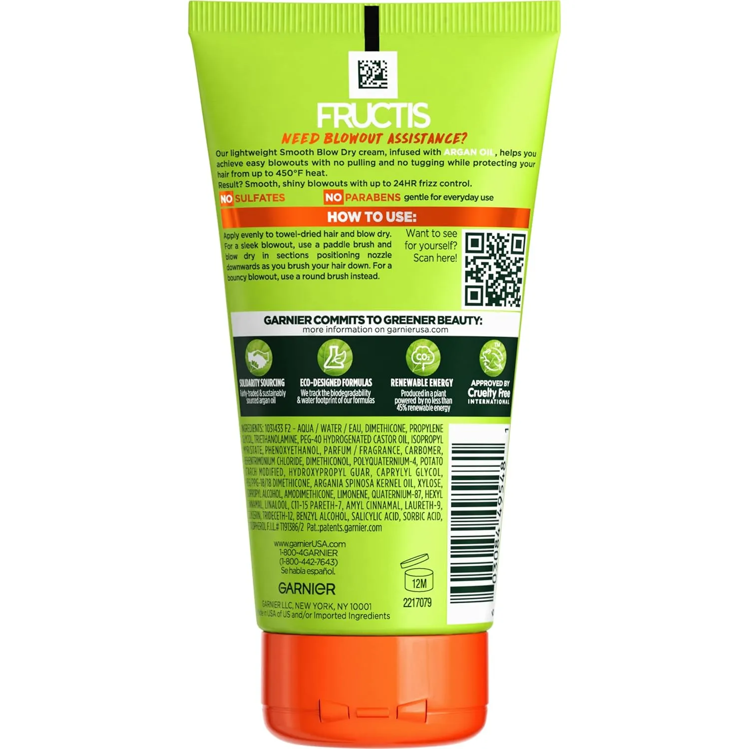 Garnier Fructis Style Smooth Blow Dry Anti-Frizz Cream, 5.1 fl. oz.
