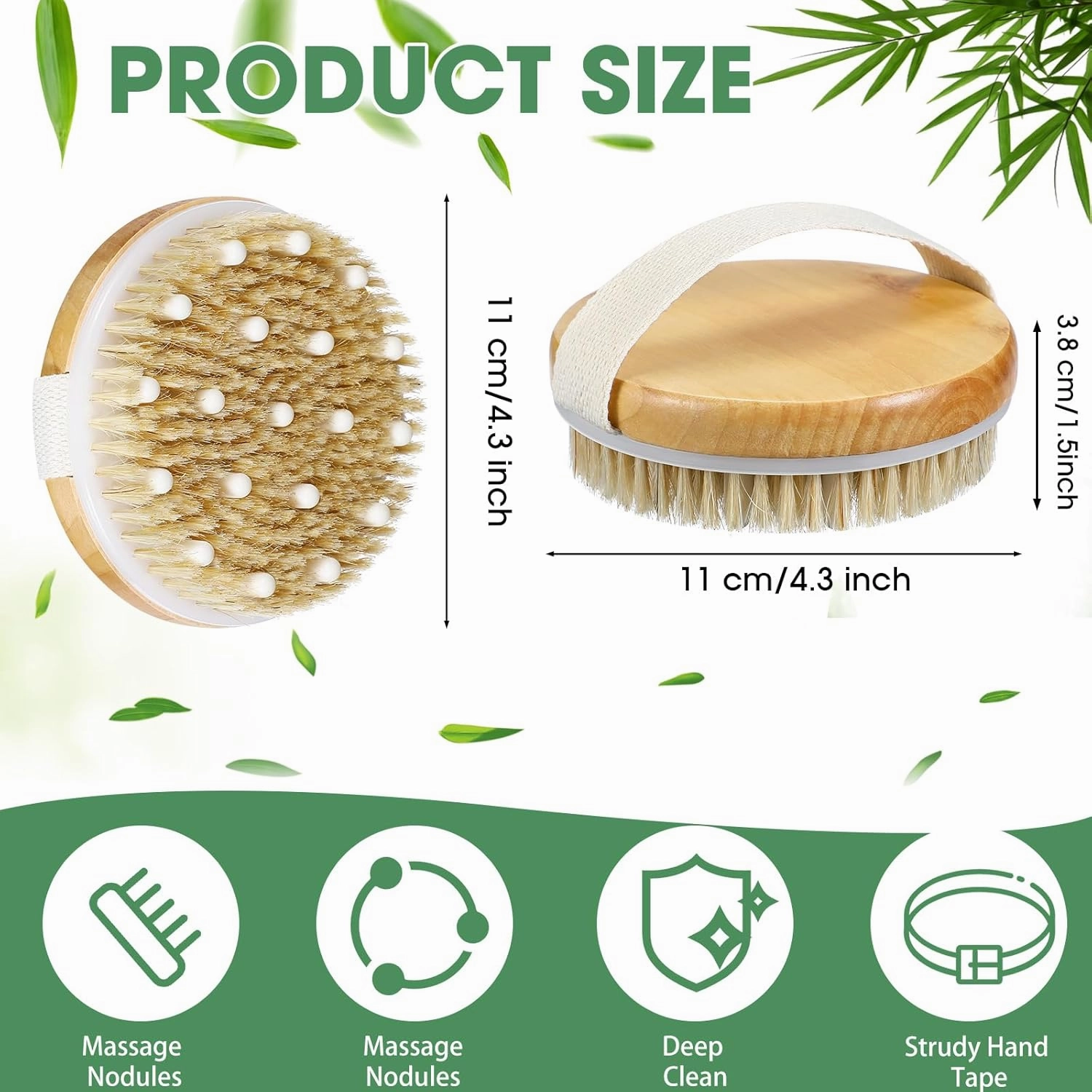 Gejoy 10 Pcs Dry Brushing Body Brush Exfoliating Brush with Massage Nodule Dry Skin Body Brush Scrubber for Shower Bath Back Circulation Improvement Dead Skin Remove Beauty Exfoliator (Round)