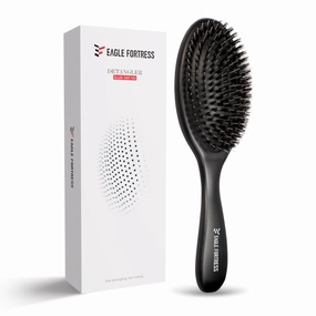 Glidease Matte Boar Bristle Hair Brush with Nylon Refined Smooth Bristle for Women, Men, and Kids - Effortless Detangler Hair Brush Ideal for Thick, Thin, Fine All Hair (Black)