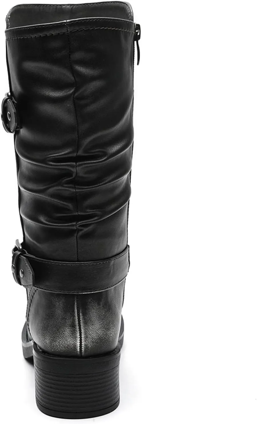 GLOBALWIN Women's Motorcycle Boots Fall Fashion Mid Calf Boots For Women Square Toe Low Heel Size 10M